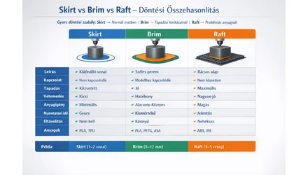 Skirt vs Brim vs Raft – összehasonlítás